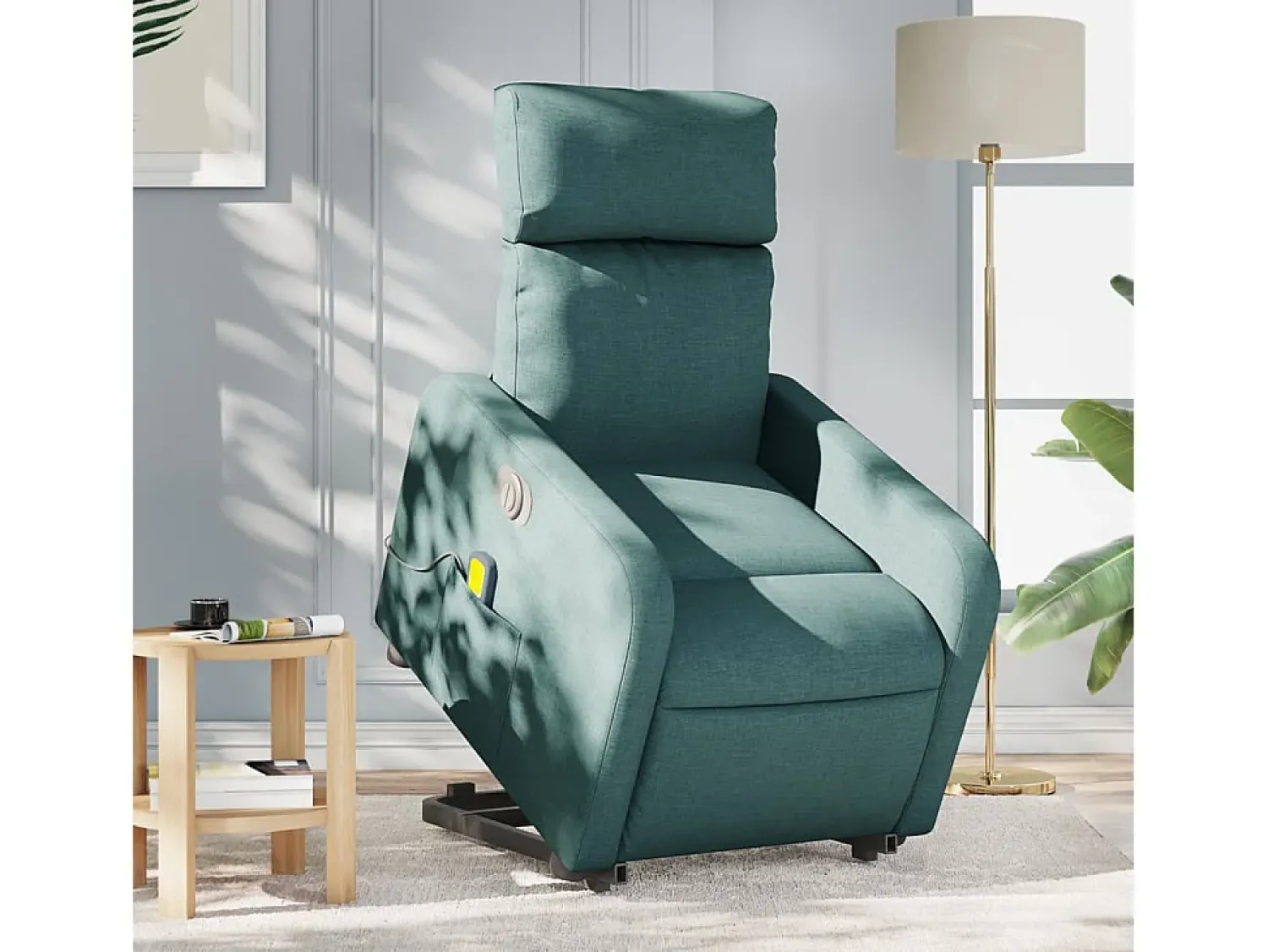 Poltrona elétrica elevatória massagens tecido verde-escuro SHL633421 Verde pinho