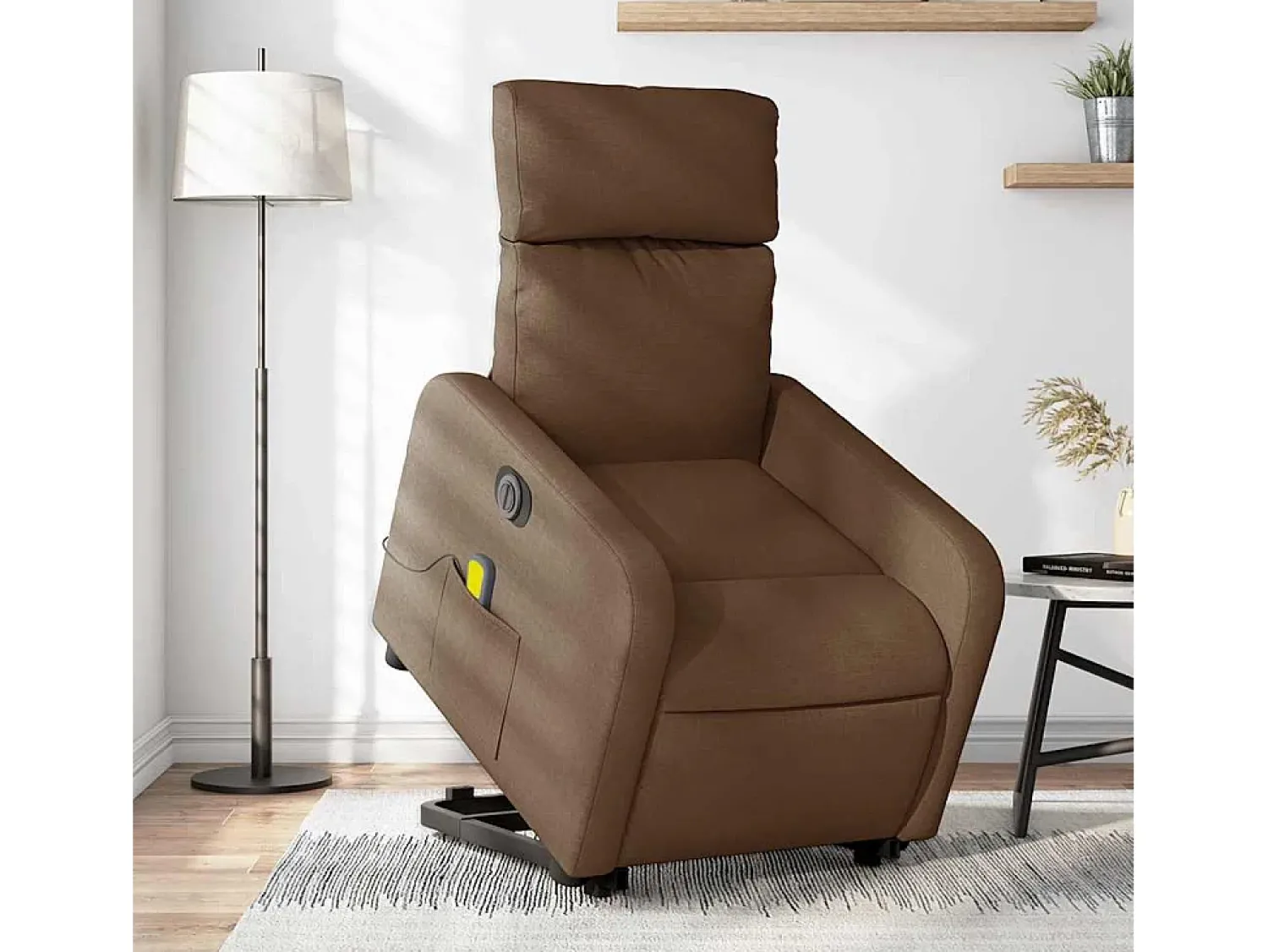 Poltrona* Poltrona elétrica elevatória massagens tecido SHL409035 Castanho