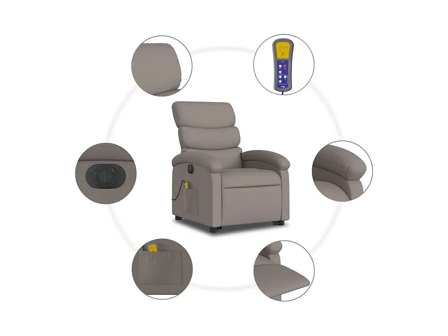 Poltrona| Poltrona elétrica elevatória massagens tecido cinza-acastanhado SHL106098 Taupe