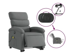 Best Poltrona elétrica elevatória massagens tecido cinzento-escuro SHL98527 Cinza antracite
