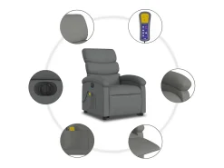 Best Poltrona elétrica elevatória massagens tecido cinzento-escuro SHL98527 Cinza antracite