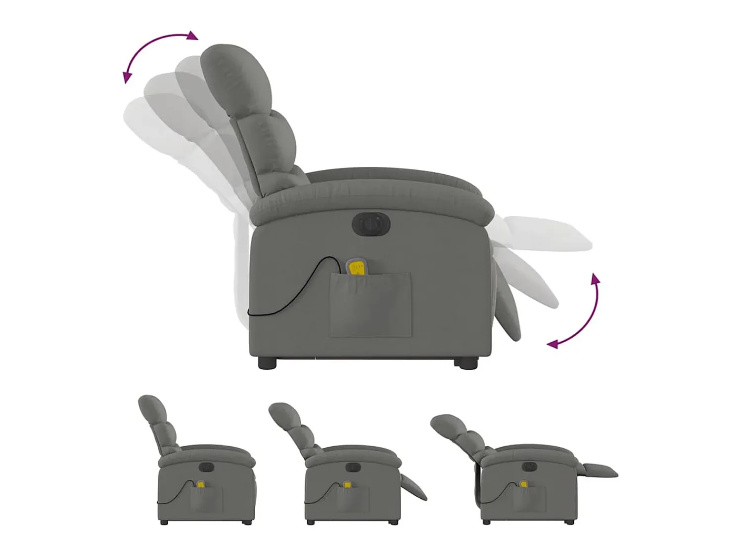 Best Poltrona elétrica elevatória massagens tecido cinzento-escuro SHL98527 Cinza antracite