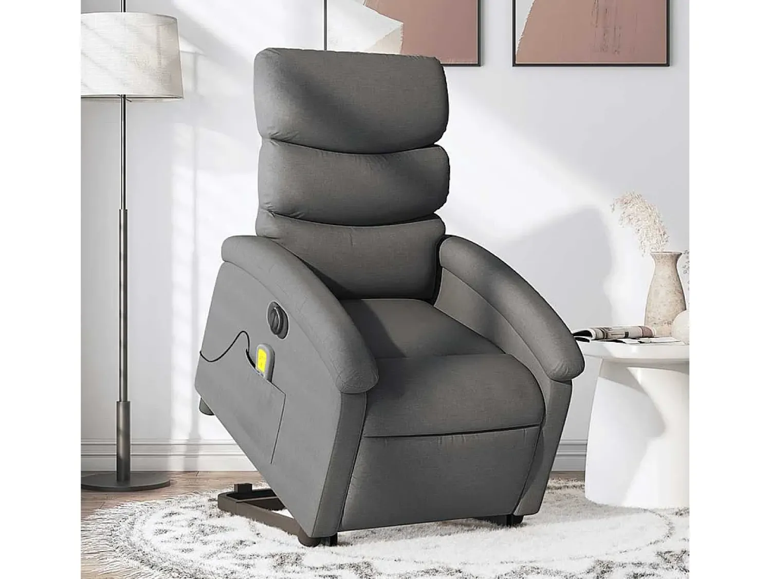 Best Poltrona elétrica elevatória massagens tecido cinzento-escuro SHL98527 Cinza antracite