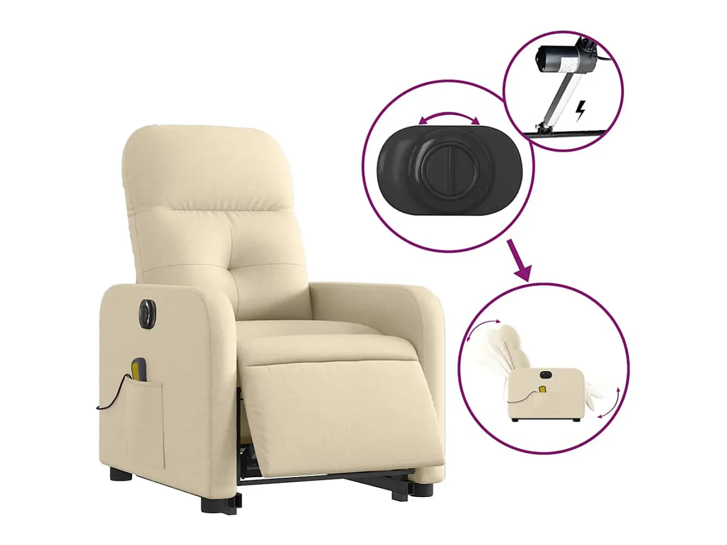 Poltrona* Poltrona elétrica elevatória massagens tecido SHL174229 Creme