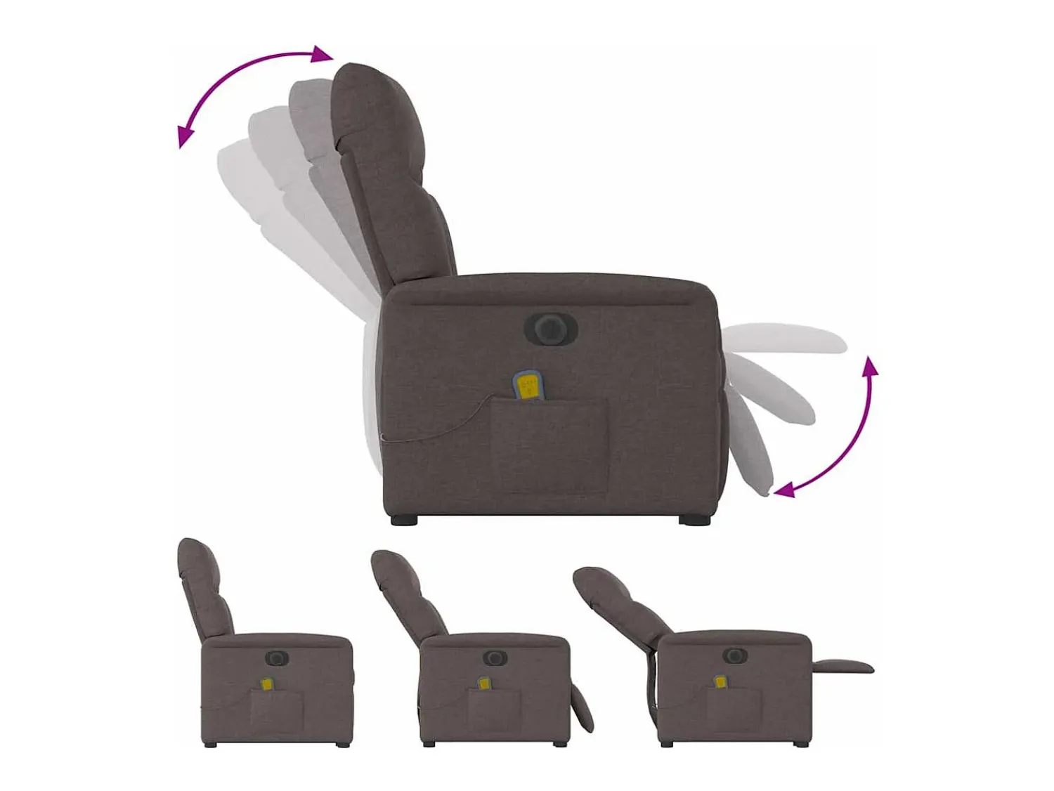 Discount Poltrona elétrica elevatória massagens tecido -escuro SHL104071 Castanho