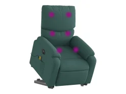 Poltrona elétrica elevatória massagens tecido verde-escuro SHL871055^ Poltrona