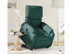 Poltrona elétrica elevatória massagens tecido verde-escuro SHL871055^ Poltrona