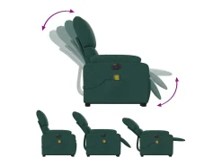Poltrona elétrica elevatória massagens tecido verde-escuro SHL871055^ Poltrona