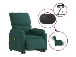 Poltrona elétrica elevatória massagens tecido verde-escuro SHL871055^ Poltrona