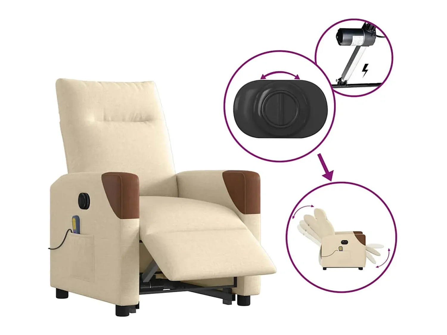 Poltrona* Poltrona elétrica elevatória massagens tecido SHL157180 Creme