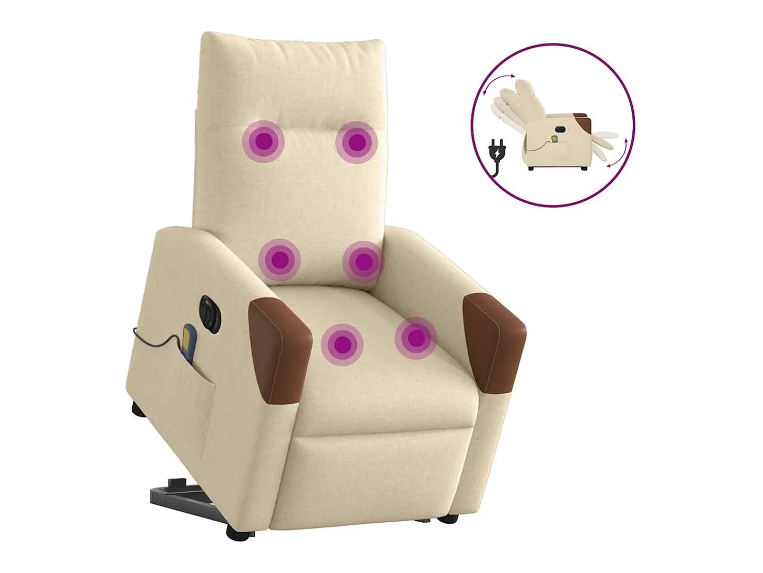 Poltrona* Poltrona elétrica elevatória massagens tecido SHL157180 Creme