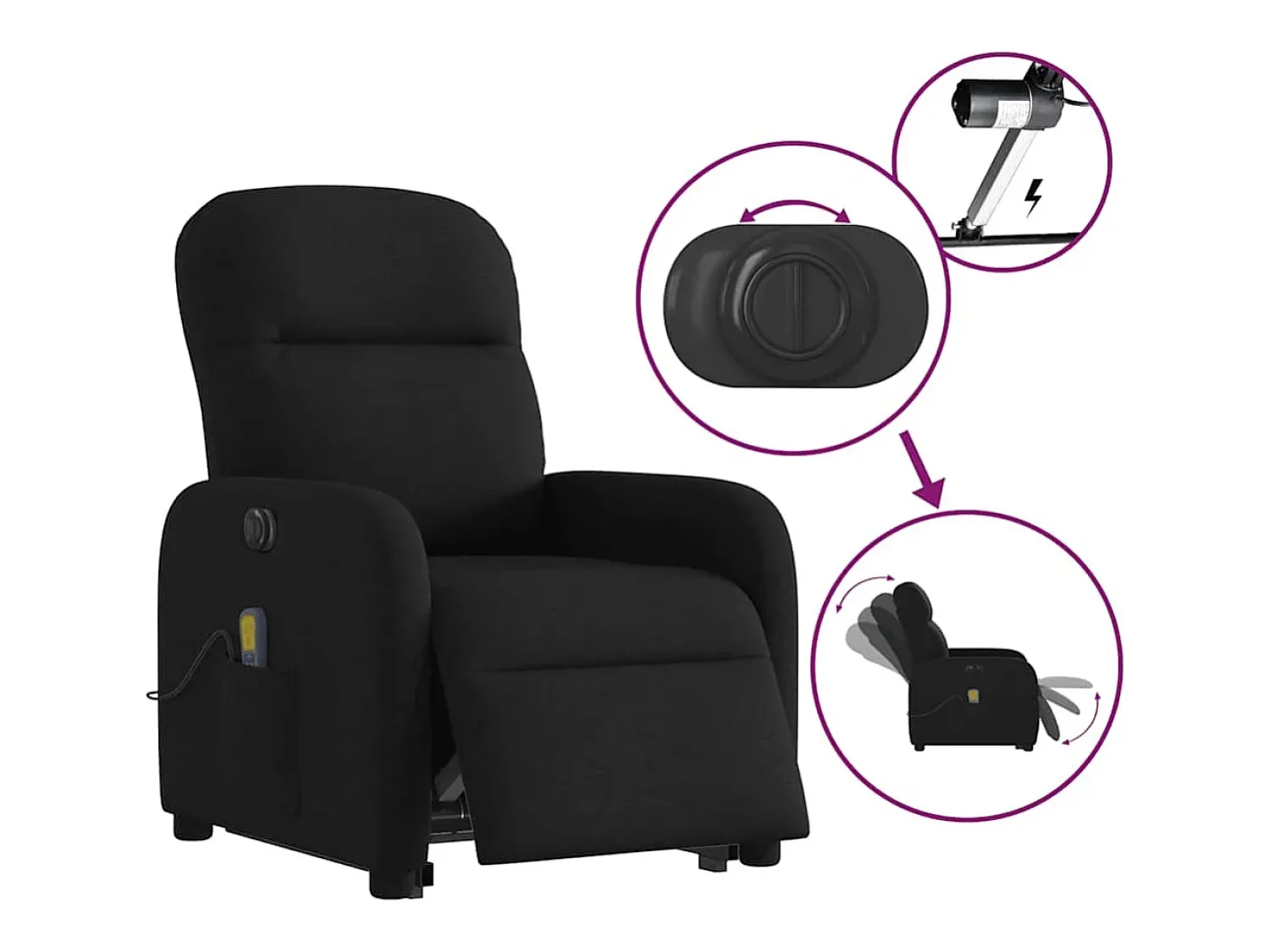Poltrona* Poltrona elétrica elevatória massagens tecido SHL726339 Preto