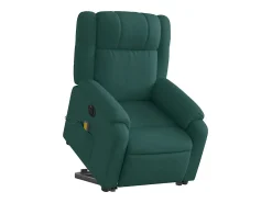 Poltrona elétrica elevatória massagens tecido verde-escuro SHL399391^ Poltrona