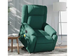 Poltrona elétrica elevatória massagens tecido verde-escuro SHL399391^ Poltrona