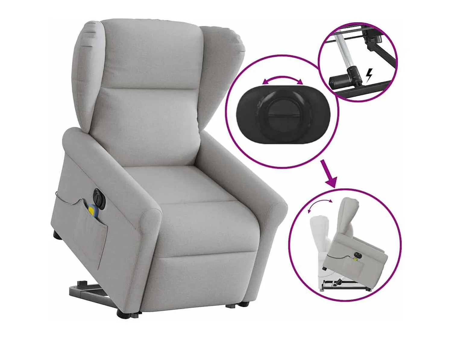 Poltrona* Poltrona elétrica elevatória massagens tecido -nublado SHL567497 Cinzento