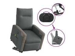 Poltrona| Poltrona elétrica elevatória massagens tecido cinzento-escuro SHL593971 Cinza antracite