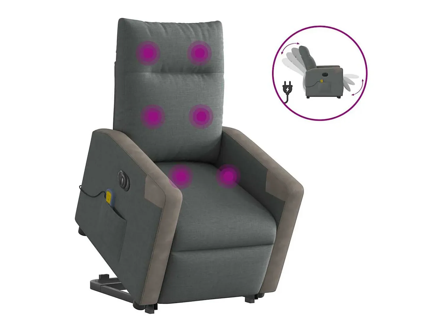 Poltrona| Poltrona elétrica elevatória massagens tecido cinzento-escuro SHL593971 Cinza antracite