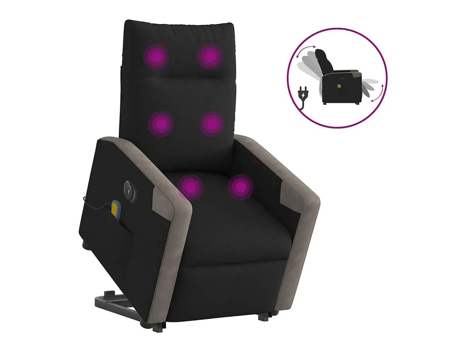 Poltrona* Poltrona elétrica elevatória massagens tecido SHL871085 Preto