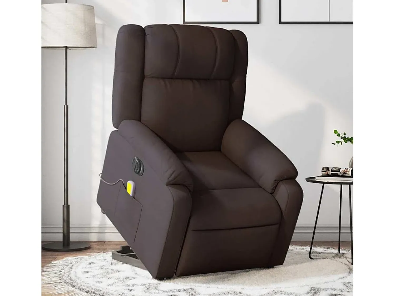 Poltrona elétrica elevatória massagens tecido -escuro SHL659879^ Poltrona