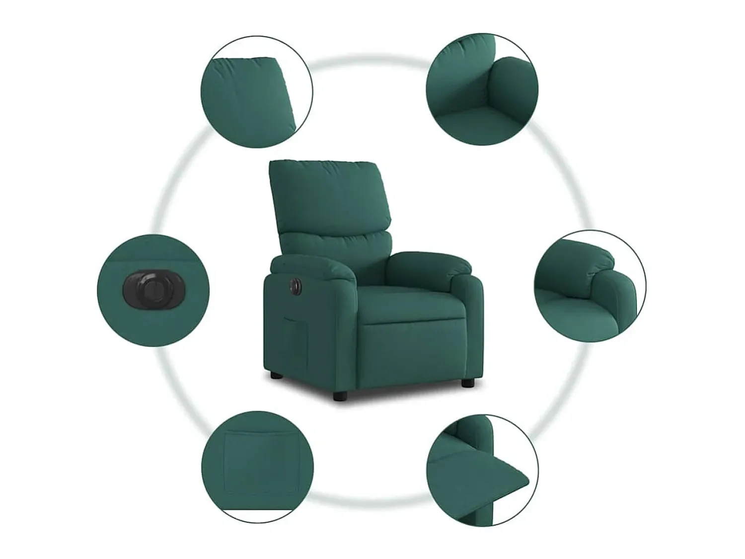 Poltrona* Poltrona elétrica reclinável tecido verde-escuro SHL344649 Verde pinho