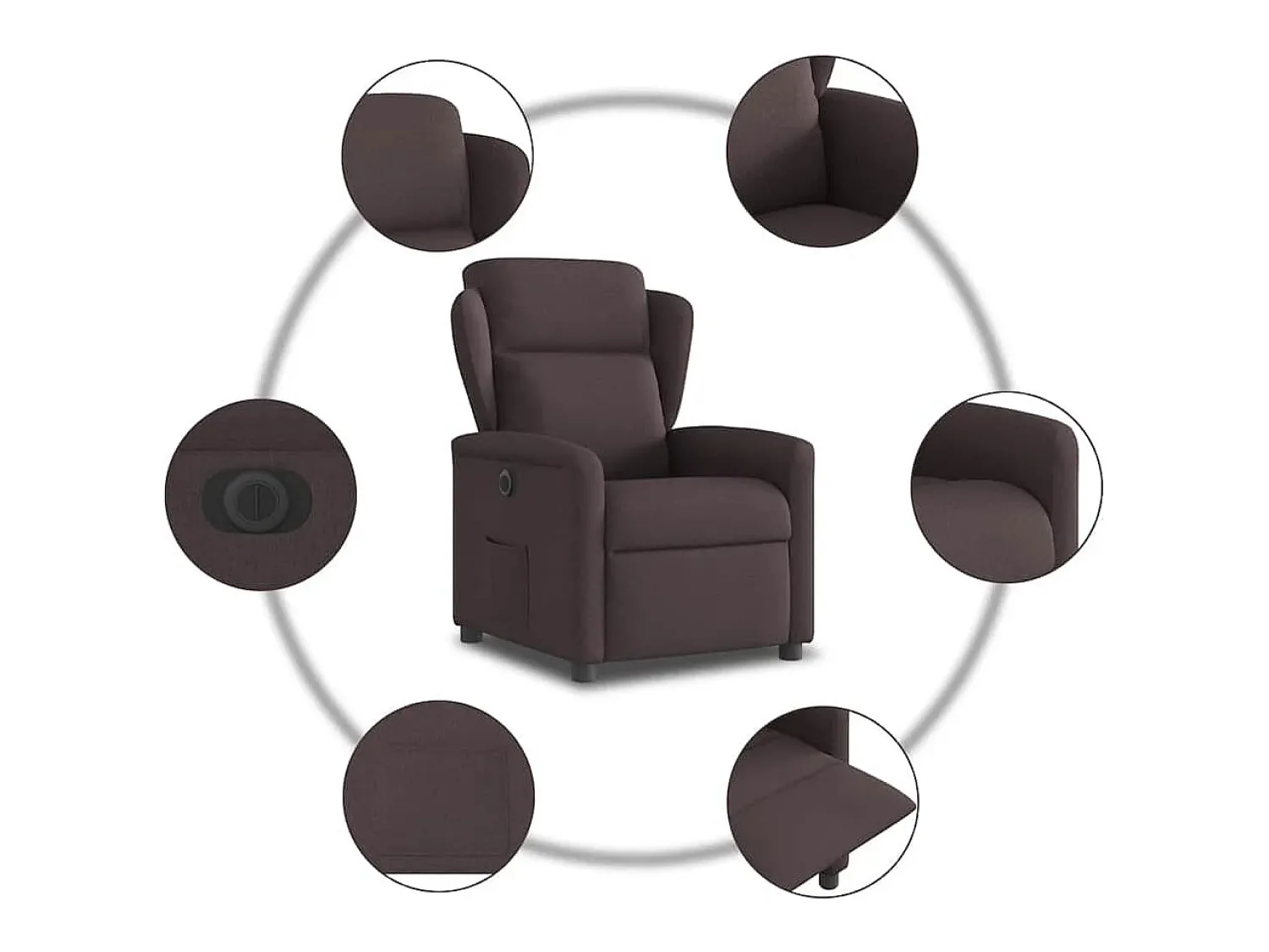Poltrona| Poltrona elétrica reclinável tecido -escuro SHL343569 Castanho