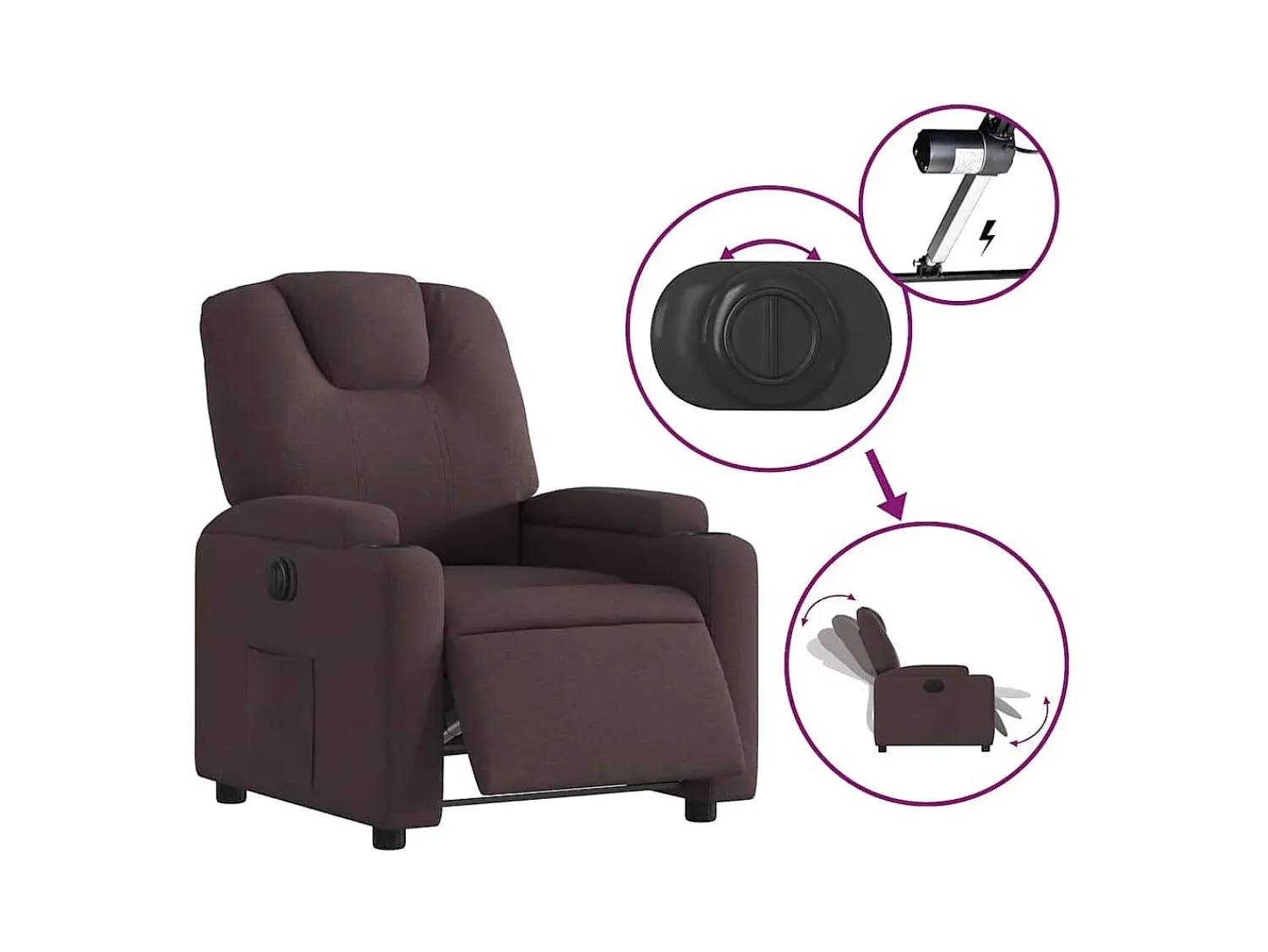 Poltrona* Poltrona elétrica reclinável tecido -escuro SHL725004 Castanho