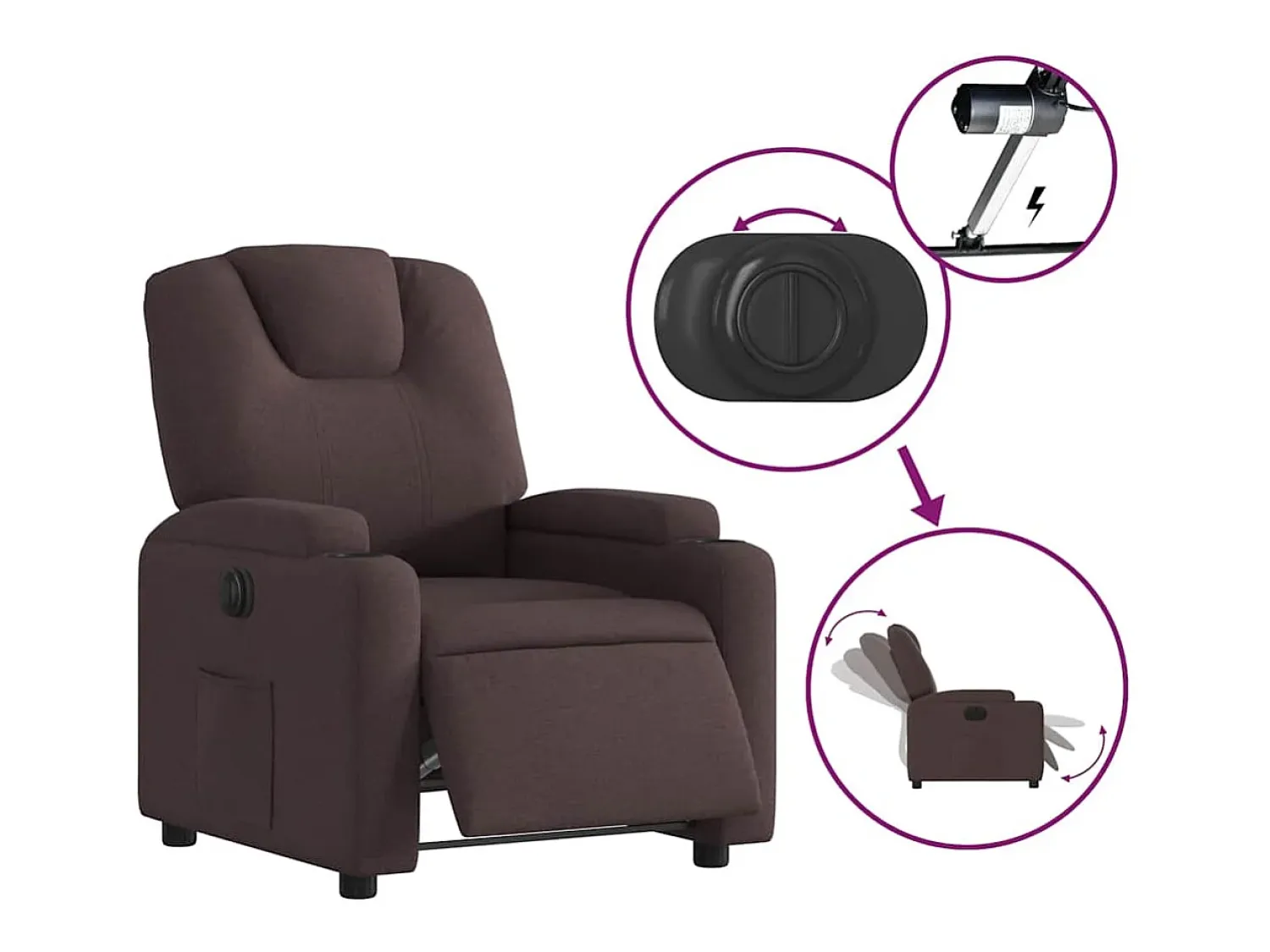 Poltrona* Poltrona elétrica reclinável tecido -escuro SHL725004 Castanho