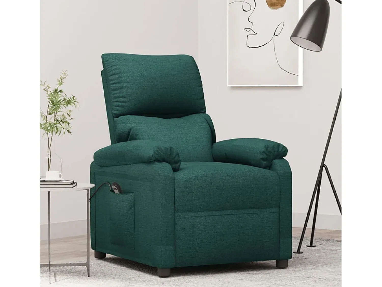 Poltrona| Poltrona elétrica reclinável tecido verde-escuro SHL733041 Verde pinho