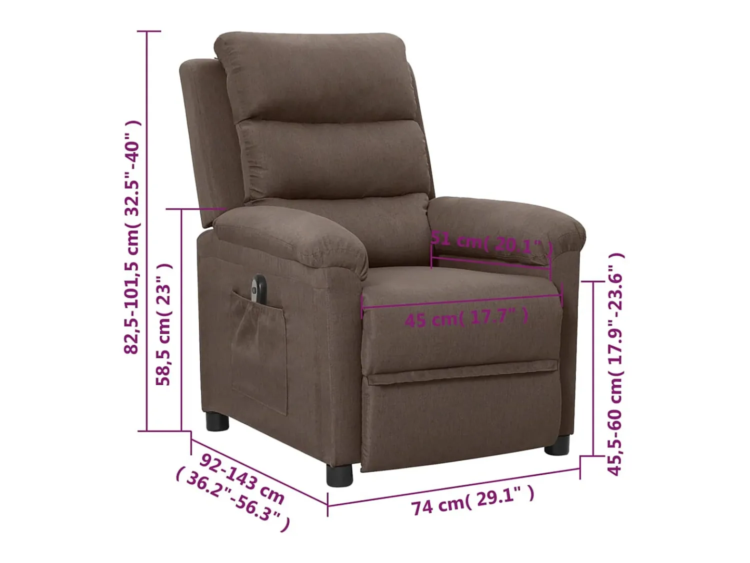 Poltrona*vidaxl Poltrona elétrica reclinável tecido cinzento-acastanhado Taupe