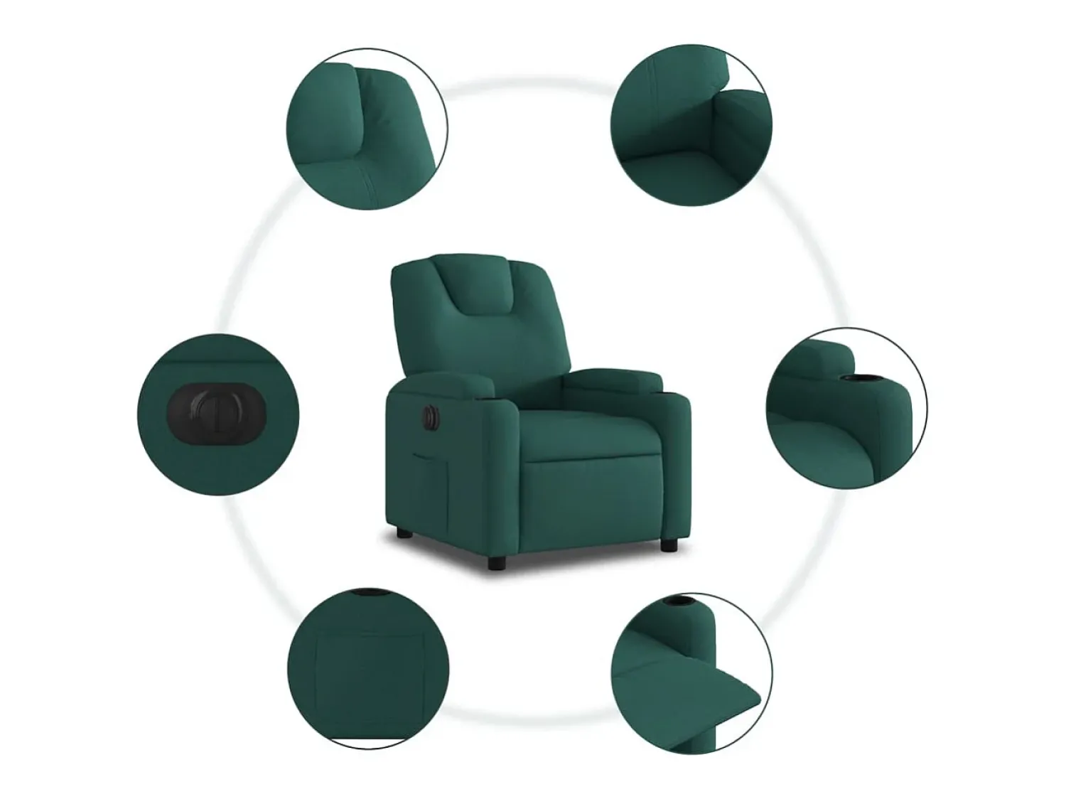 Poltrona*vidaxl Poltrona elétrica reclinável tecido -escuro Verde