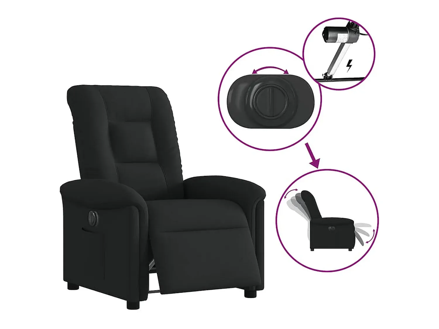 Poltrona* Poltrona elétrica reclinável tecido SHL865999 Preto