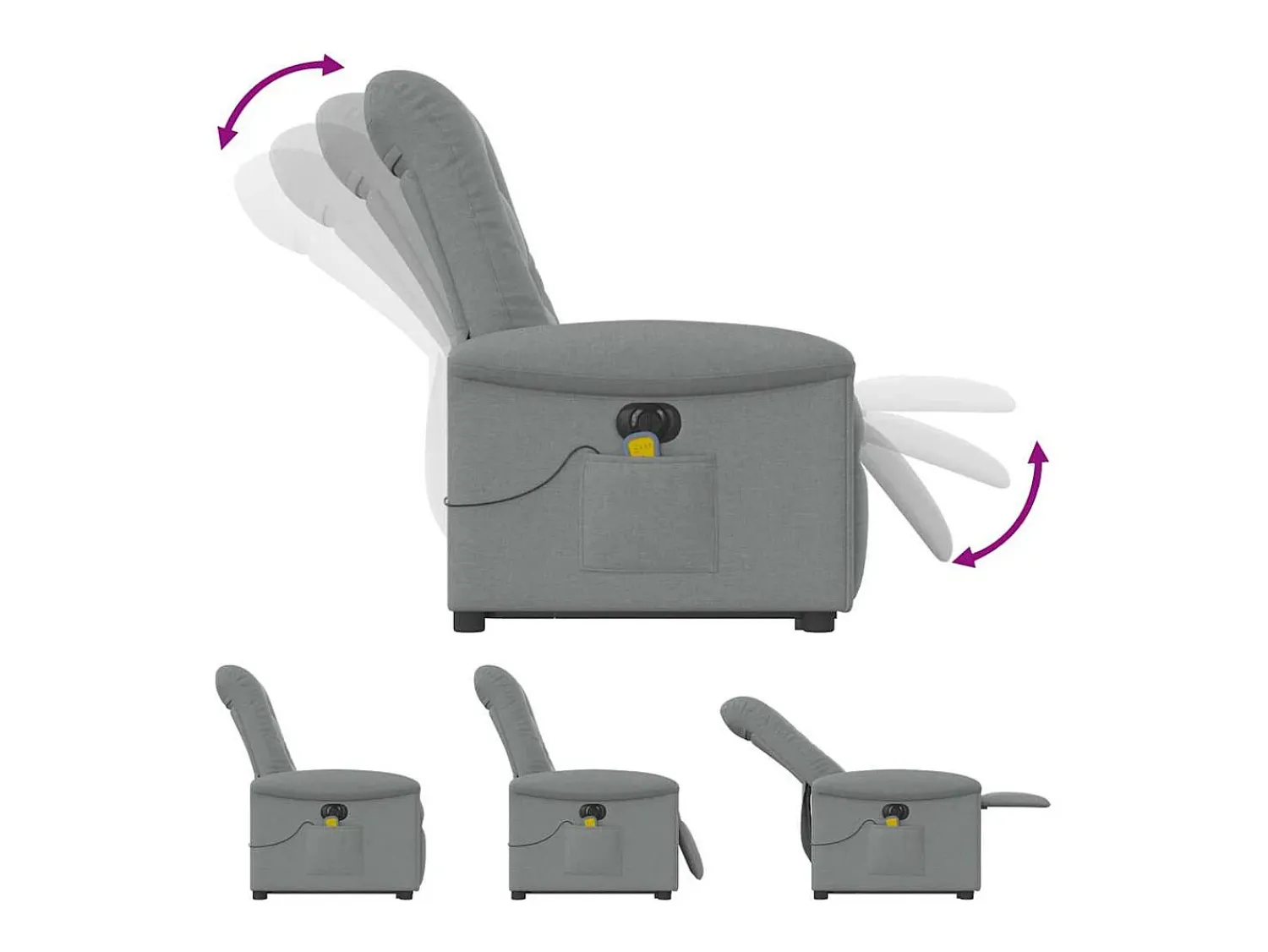 Poltrona| Poltrona elétrica reclinável massagens tecido -claro SHL275941 Cinzento
