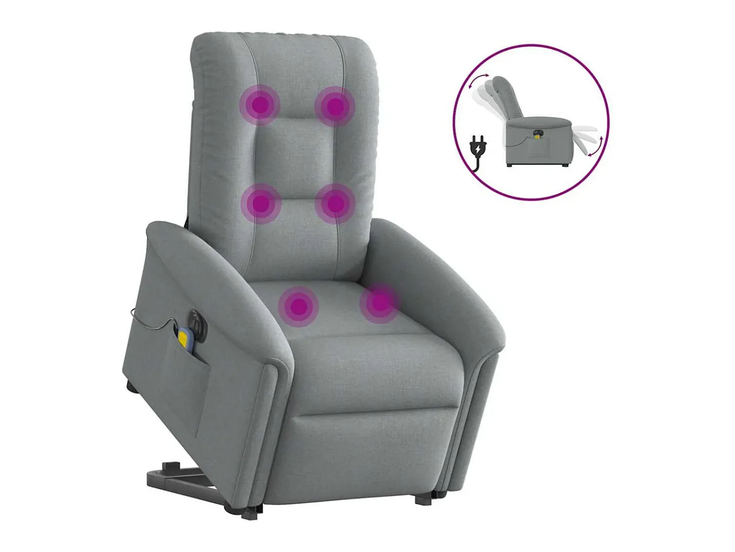 Poltrona| Poltrona elétrica reclinável massagens tecido -claro SHL275941 Cinzento