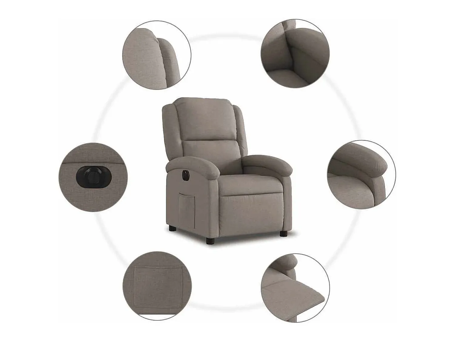 Poltrona| Poltrona elétrica reclinável tecido cinzento-acastanhado SHL148283 Taupe