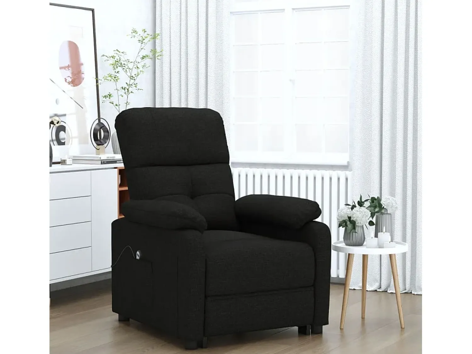 Clearance Poltrona elétrica reclinável tecido SHL594299 Preto