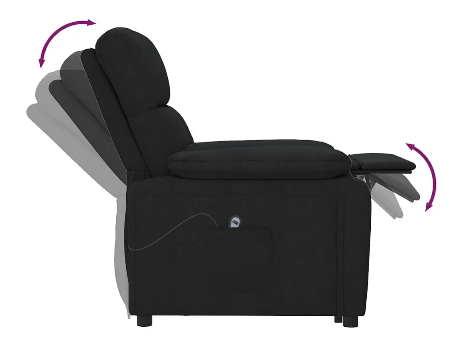 Clearance Poltrona elétrica reclinável tecido SHL594299 Preto