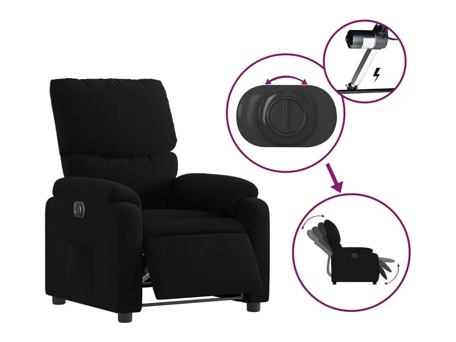Poltrona elétrica reclinável tecido SHL95735 Preto