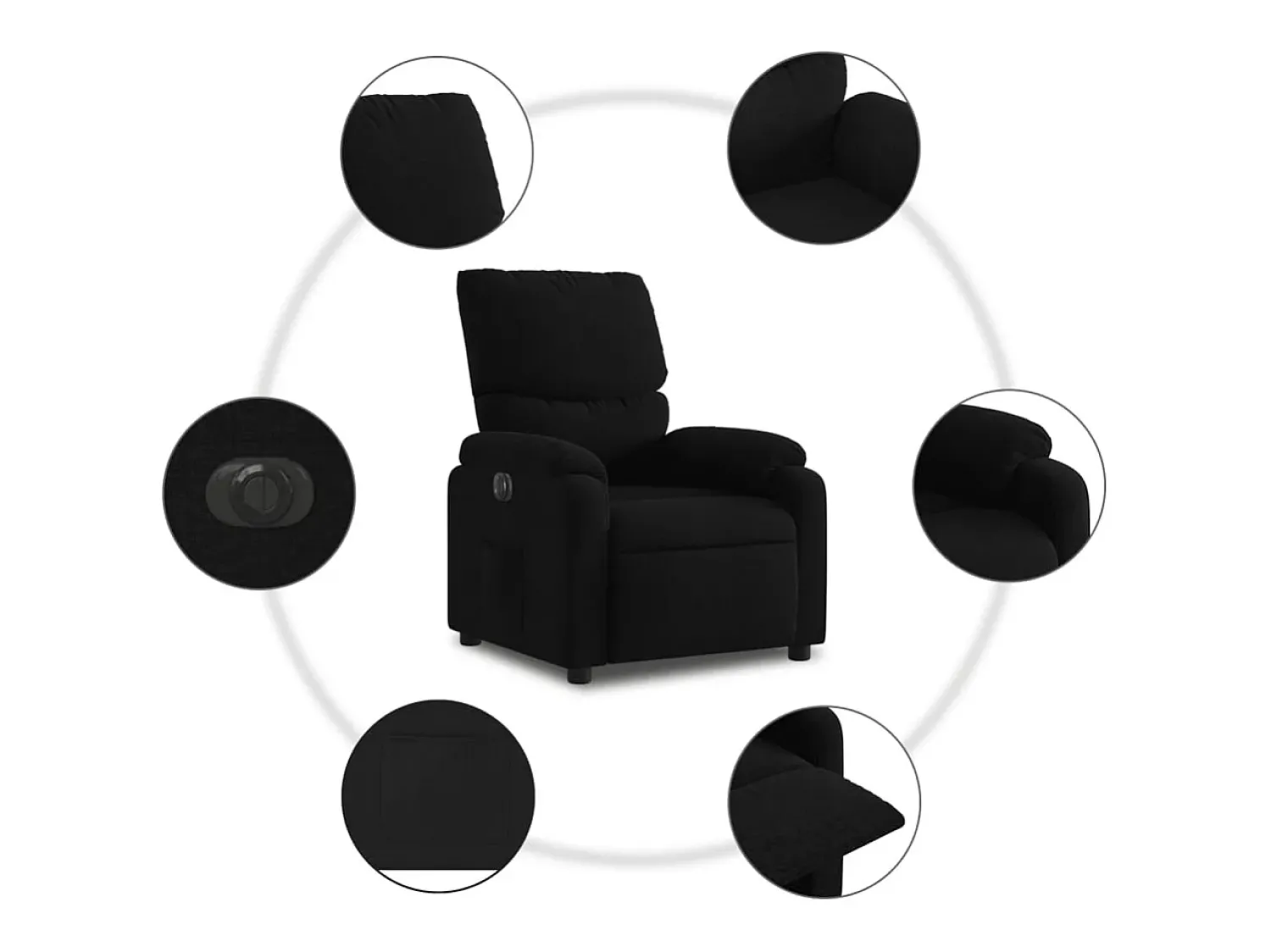 Poltrona elétrica reclinável tecido SHL95735 Preto