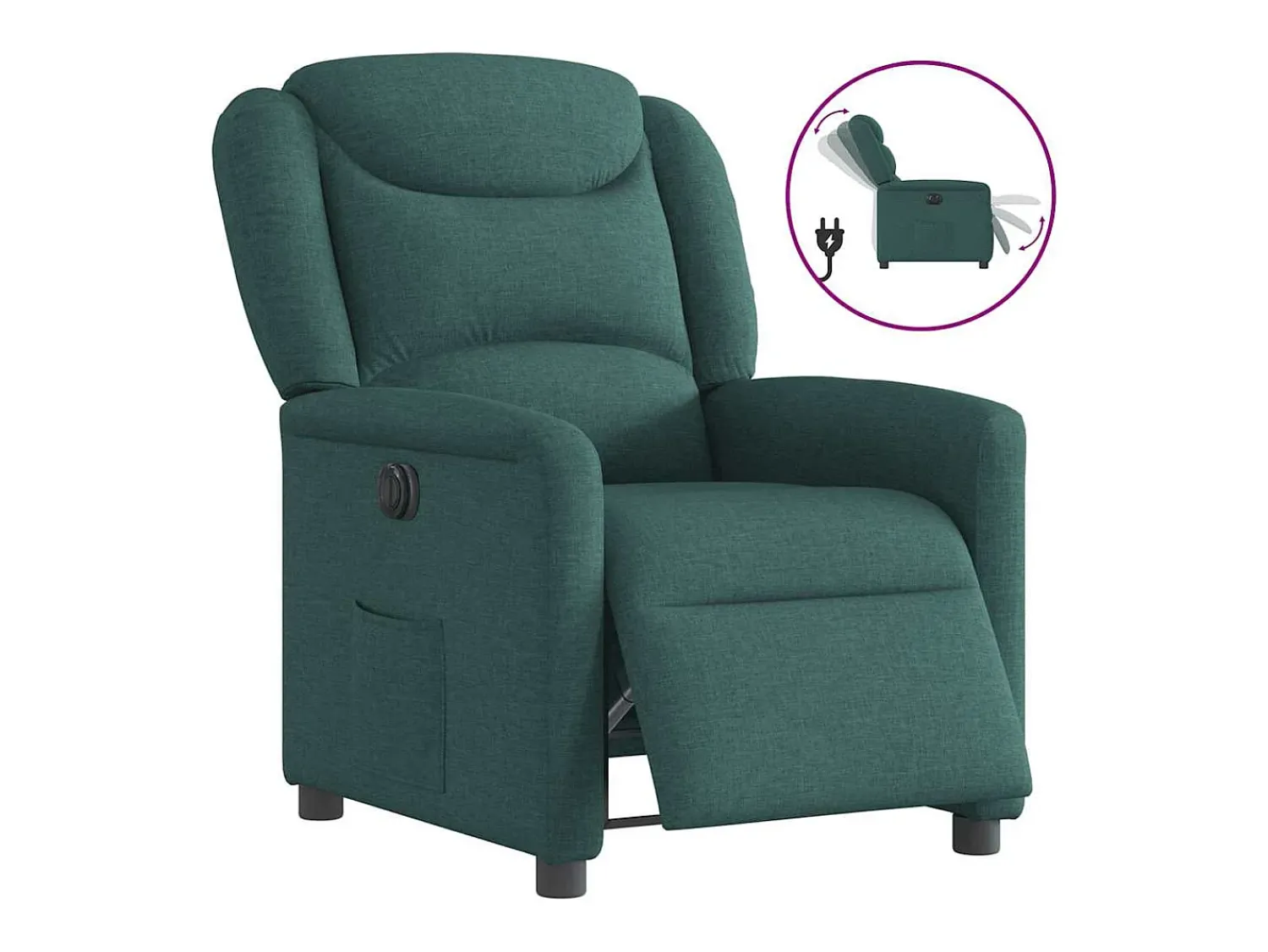 Poltrona| Poltrona elétrica reclinável tecido verde-escuro SHL251889 Verde pinho