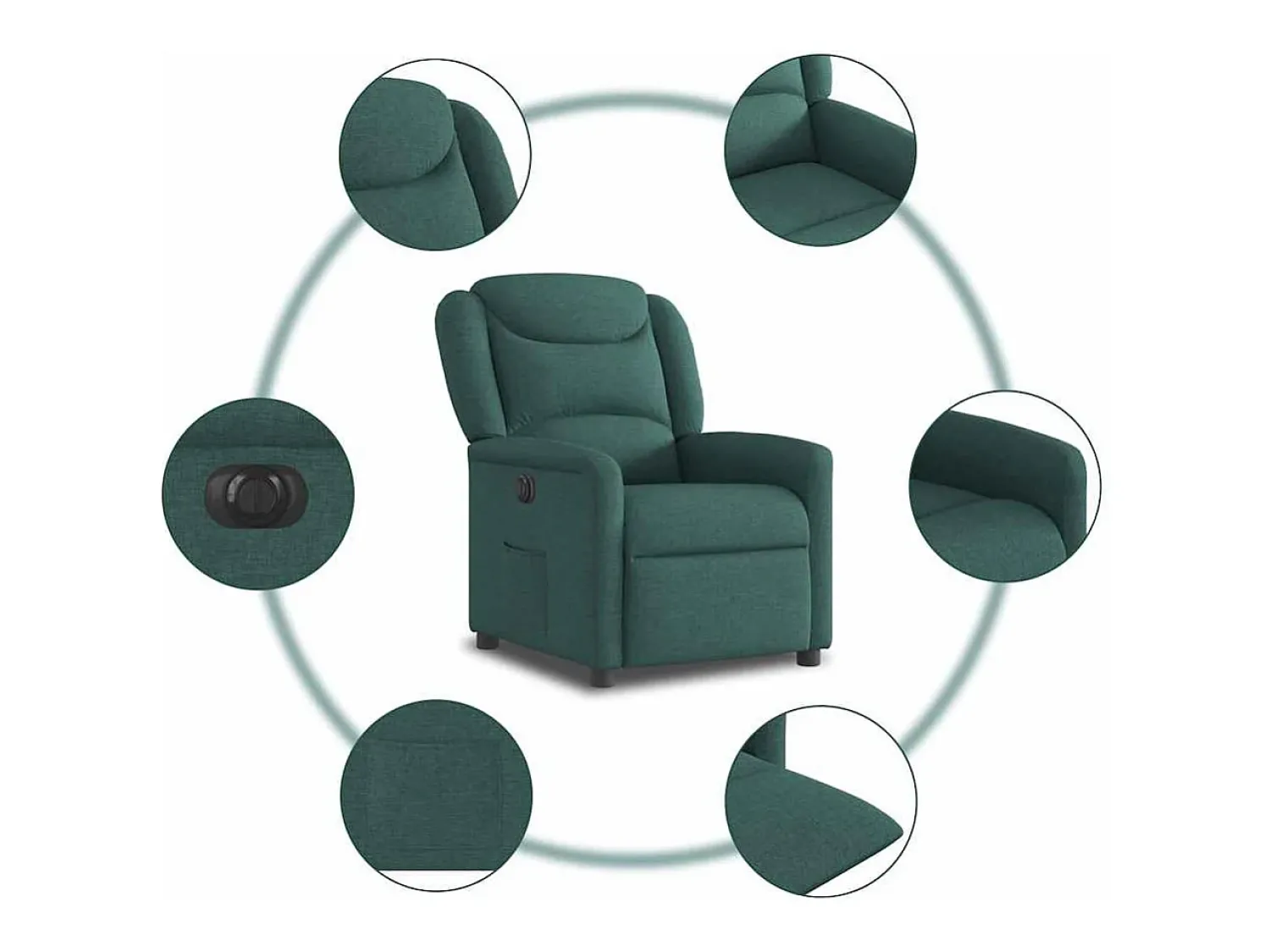 Poltrona| Poltrona elétrica reclinável tecido verde-escuro SHL251889 Verde pinho