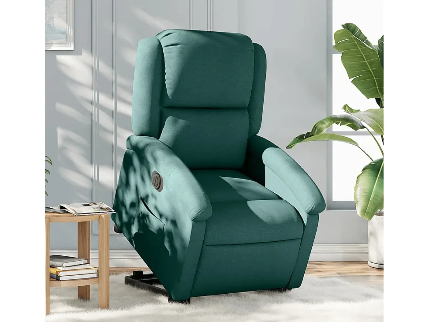 Hot Poltrona elétrica reclinável/elevatória tecido verde-escuro SHL175877 Verde pinho