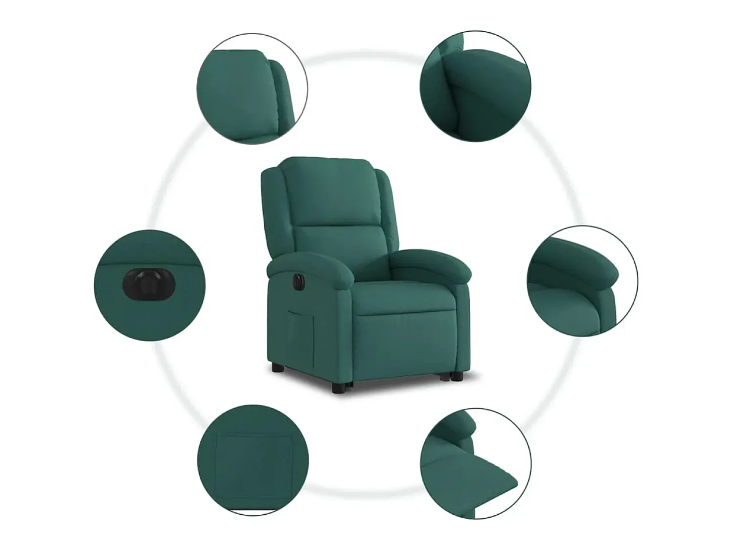 Hot Poltrona elétrica reclinável/elevatória tecido verde-escuro SHL175877 Verde pinho
