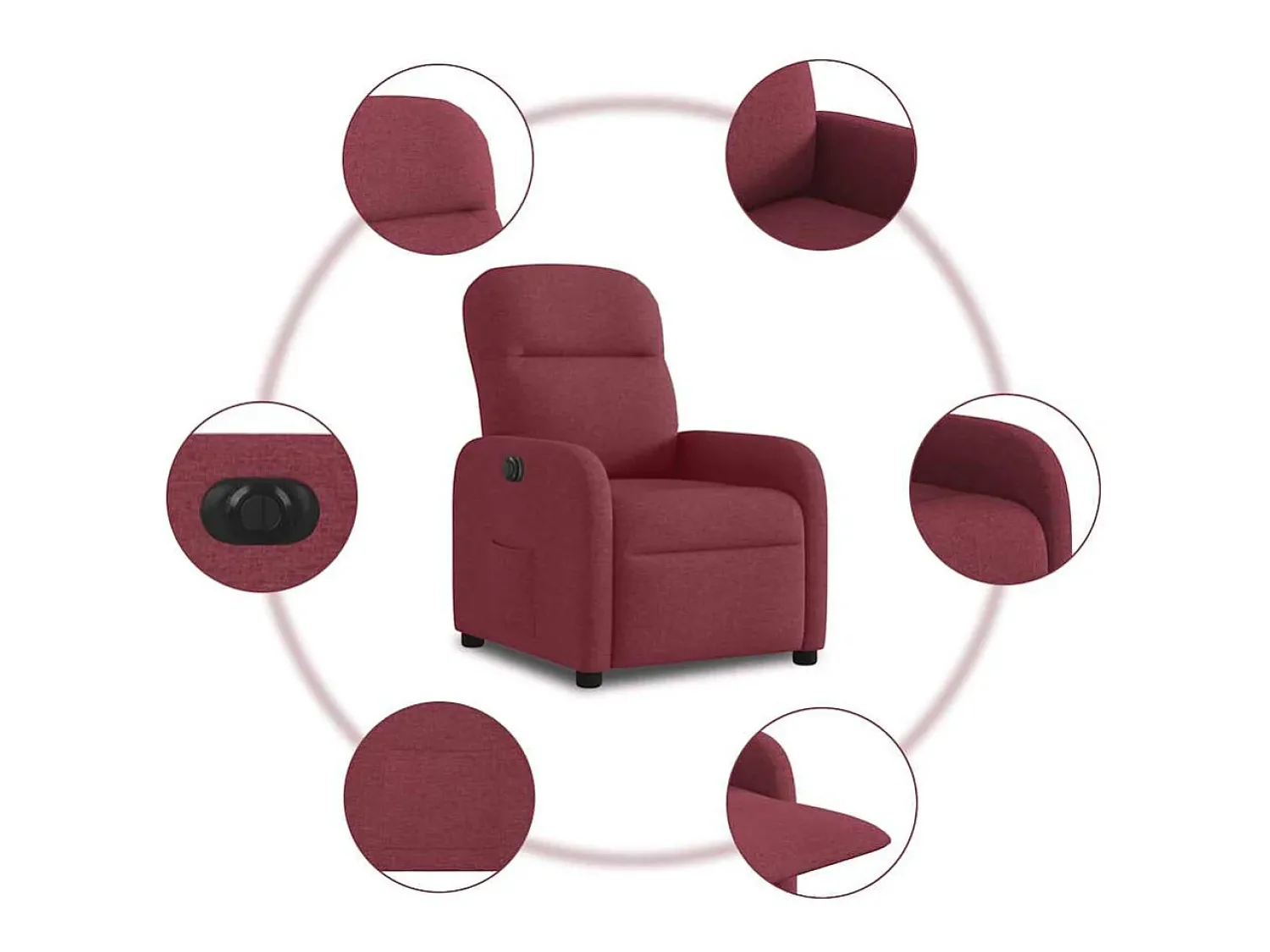 Poltrona* Poltrona elétrica reclinável tecido tinto SHL809307 Vermelho