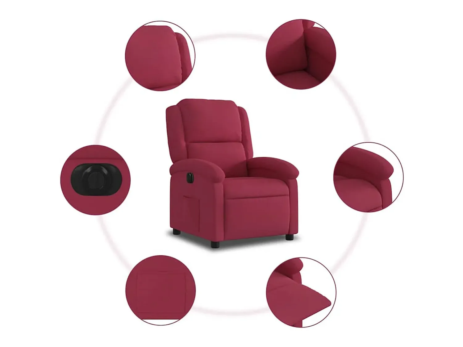 Poltrona| Poltrona elétrica reclinável veludo tinto SHL264337 Vermelho