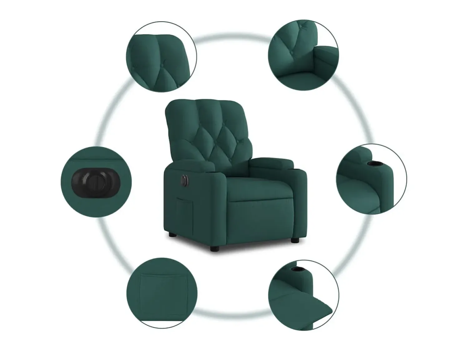Best Poltrona elétrica reclinável tecido verde-escuro SHL338060 Verde pinho