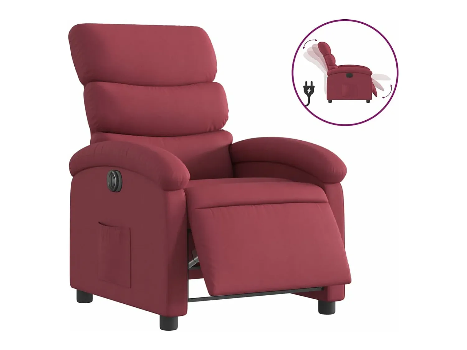 vidaxl Poltrona elétrica reclinável tecido tinto^ Poltrona