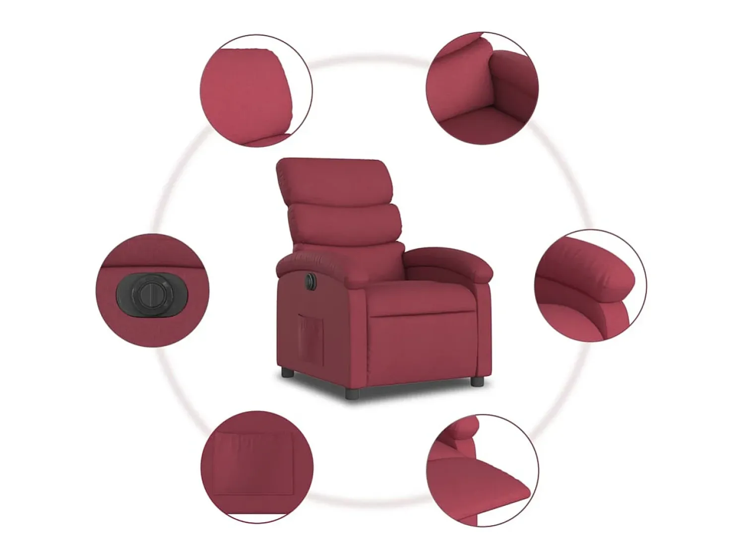 vidaxl Poltrona elétrica reclinável tecido tinto^ Poltrona