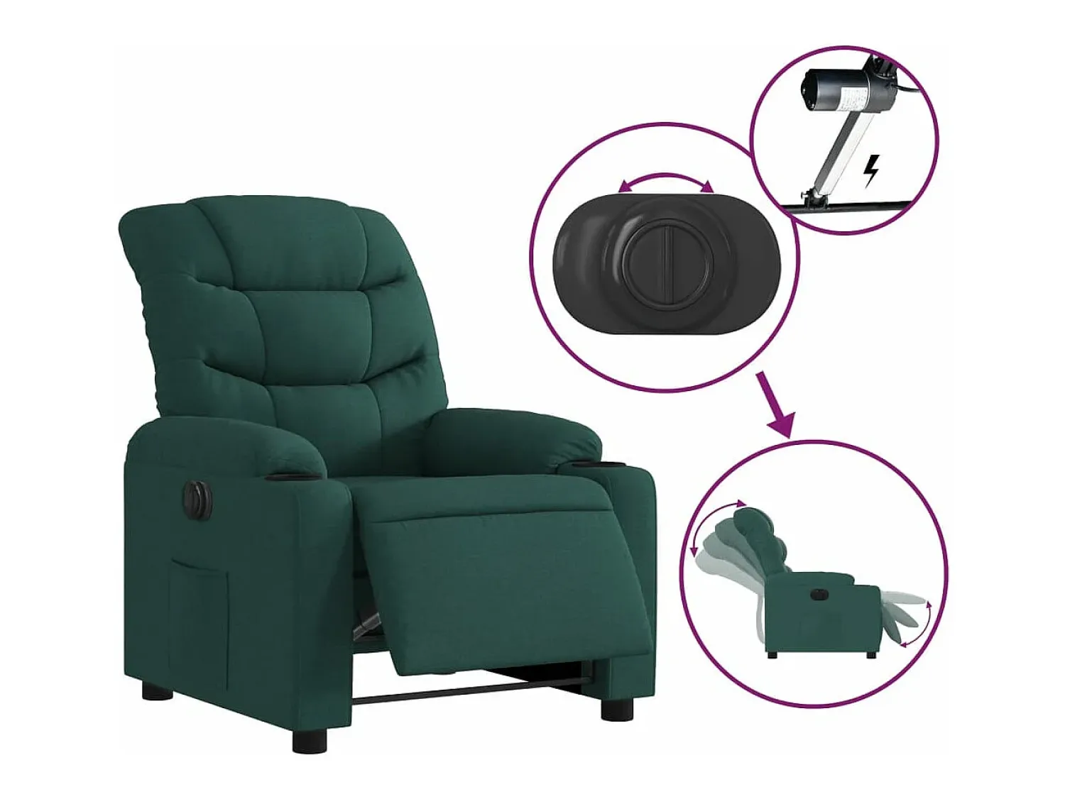 Poltrona*vidaxl Poltrona elétrica reclinável tecido -escuro Verde