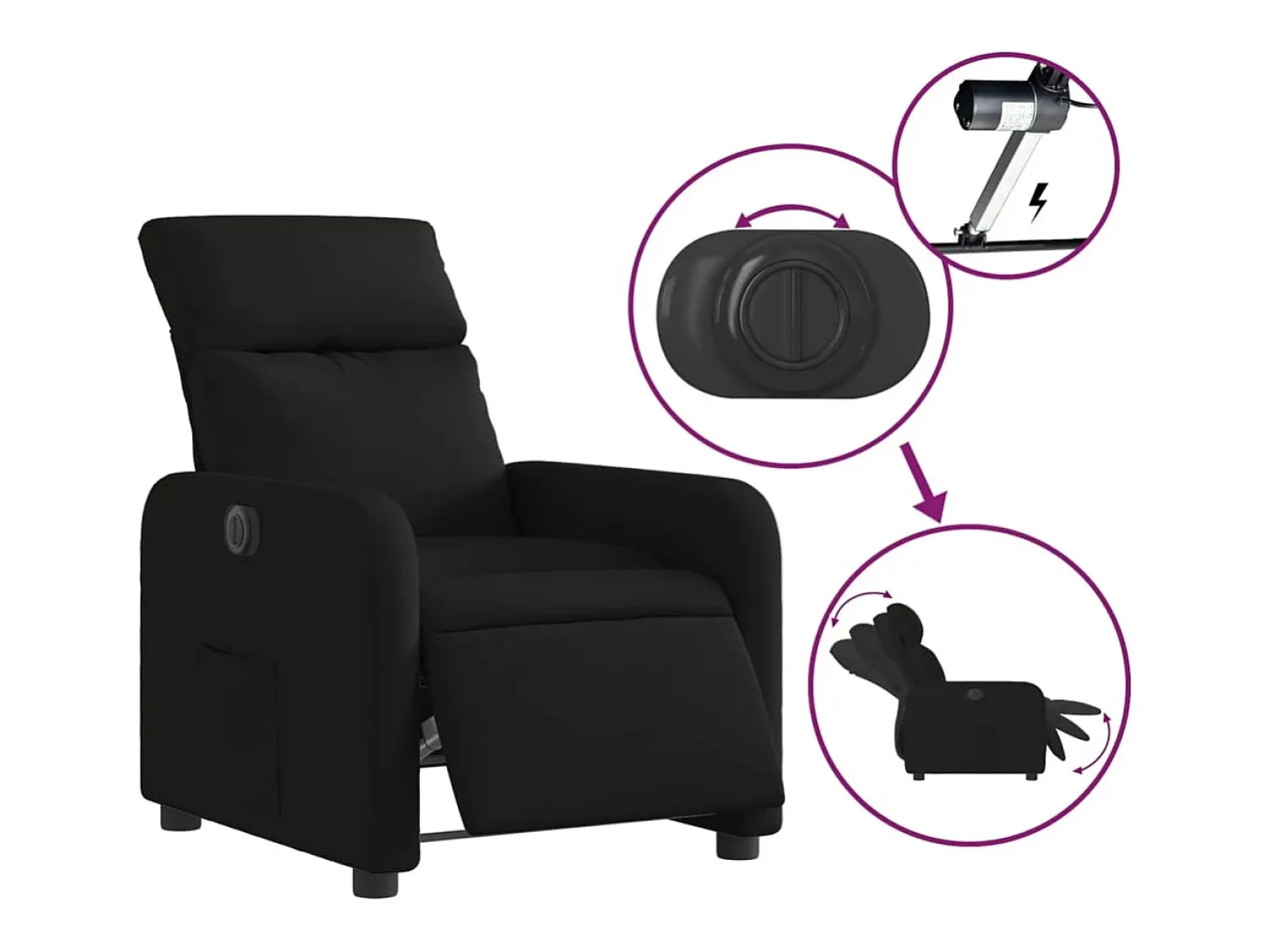 Poltrona* Poltrona elétrica reclinável tecido SHL758273 Preto