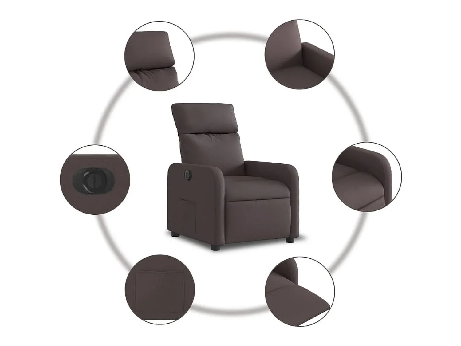 Poltrona elétrica reclinável tecido -escuro SHL255450^ Poltrona